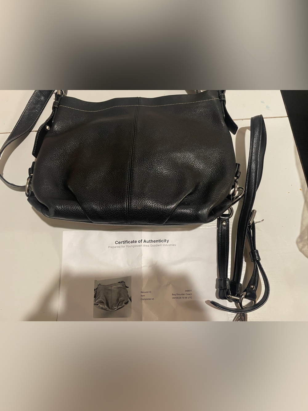 Black Leather Coach Crossbody Shoulder Bag - Sleek Everyday Carry